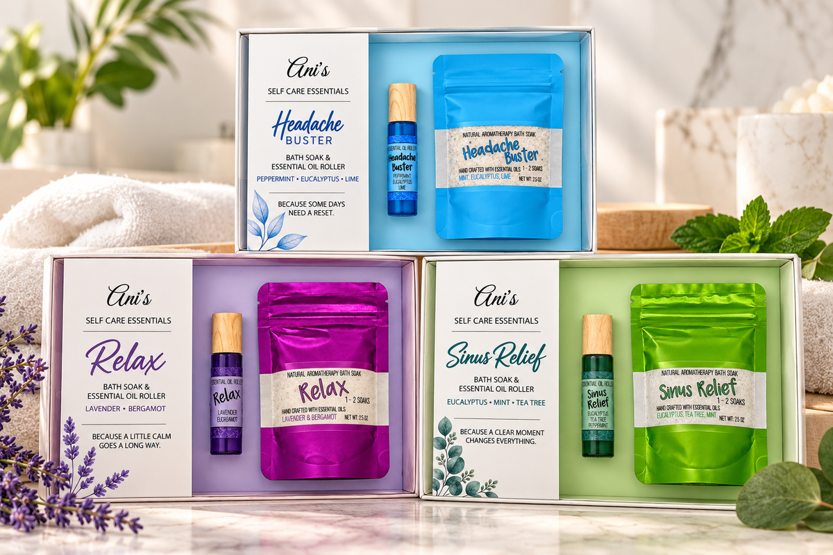 Aromatherapy Self-Care Gift Set – Bath Soak & Essential Oil