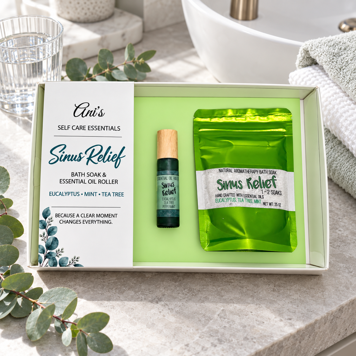 Aromatherapy Self-Care Gift Set – Bath Soak & Essential Oil