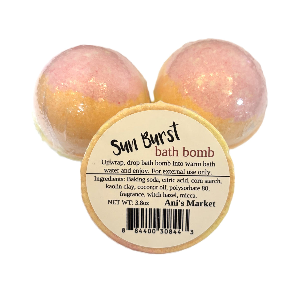 Sun Burst Bath Bomb – Colorful Handmade Bath Fizzy, 3.8 oz