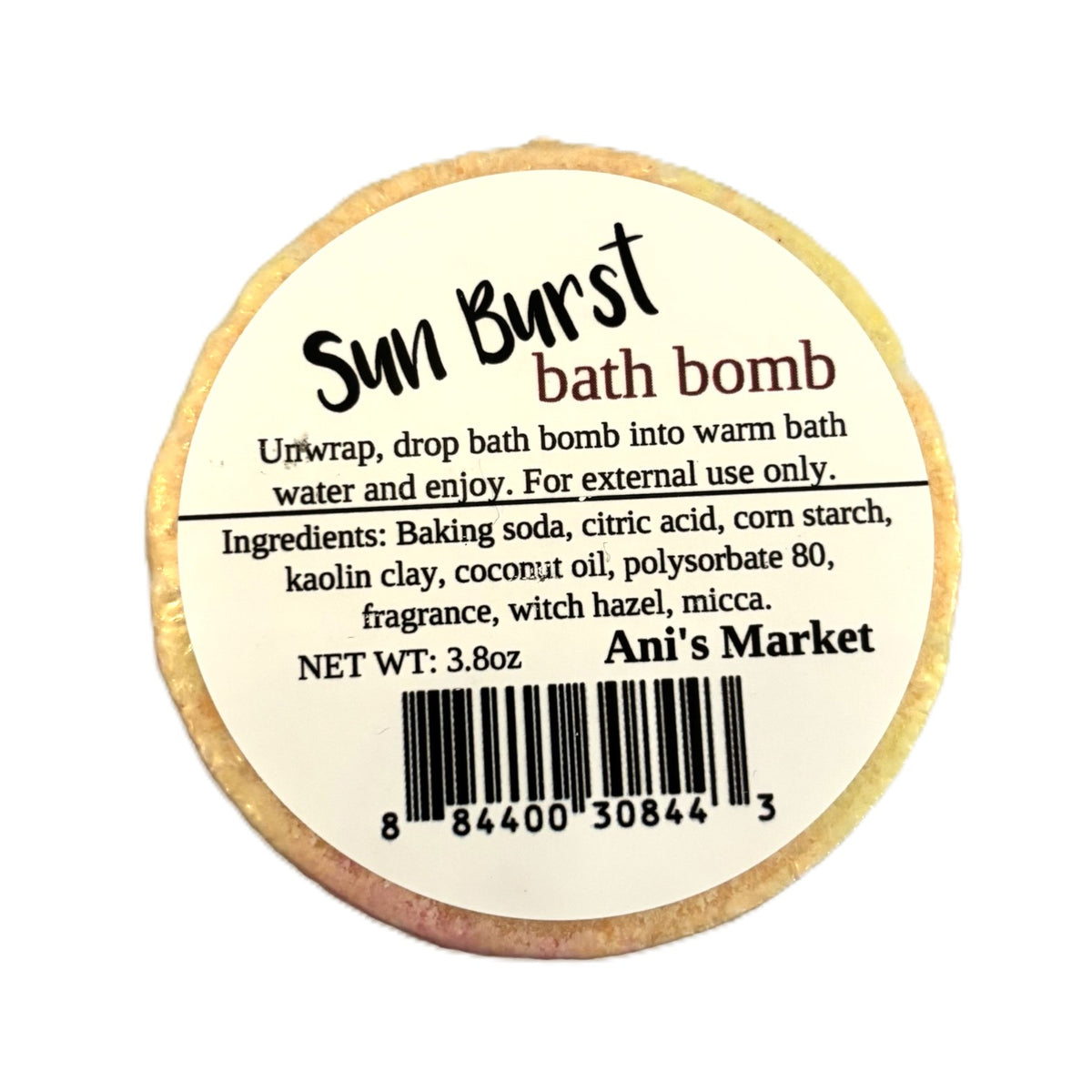 Sun Burst Bath Bomb – Colorful Handmade Bath Fizzy, 3.8 oz